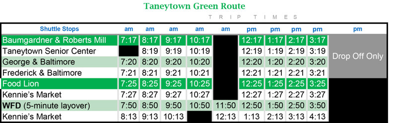 Taneytown Green Route- Click for PDF
